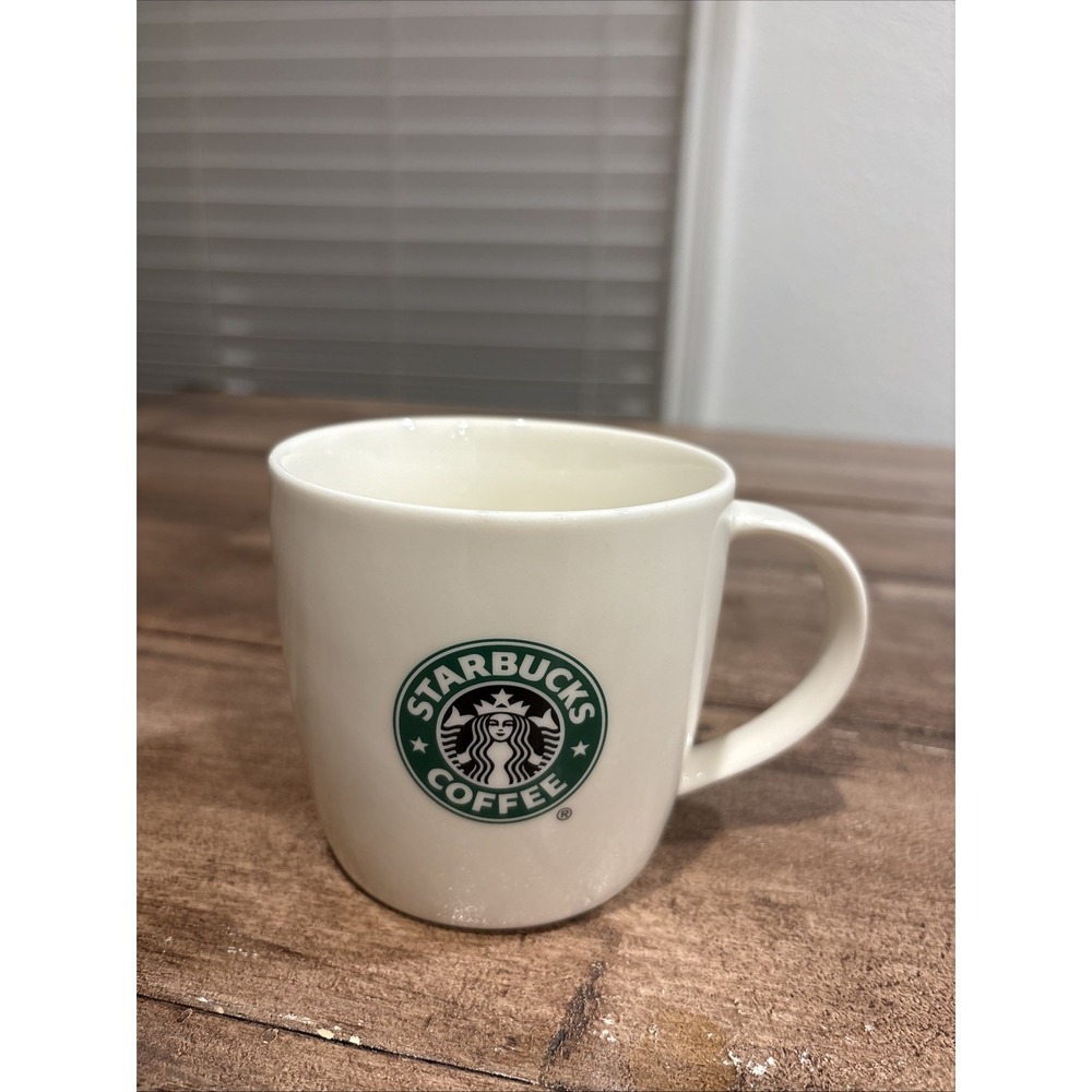 2008 Starbucks White Mermaid Logo Bone China Coffee Tea Mug Cup‎ 12oz